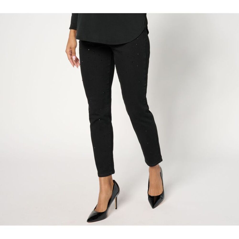 nicole by Nicole Miller Women's Plus Sz Pants 24 Bling Skinny Jeans Black